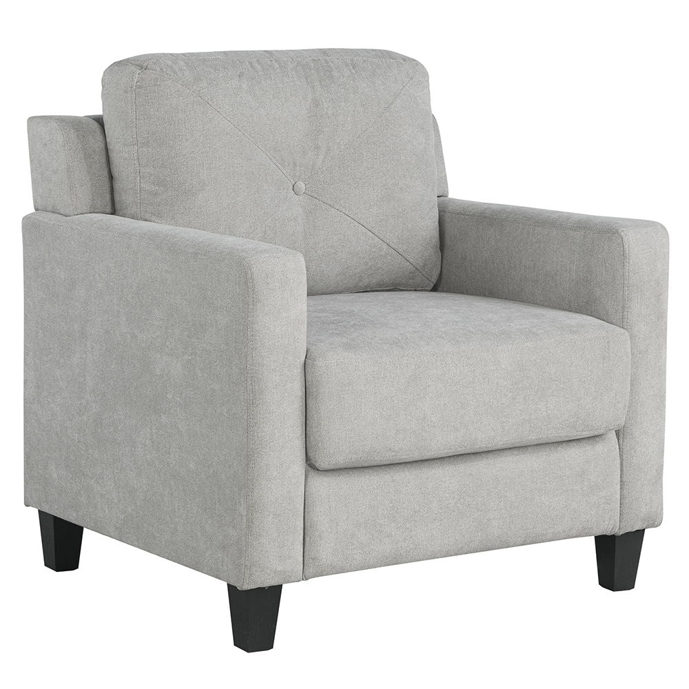 Experience ultimate comfort and style with Horatio taupe Chenille sofa.The tight back and seat cushions ensure a comfortable seating experience, supported by pocket coil construction and a sturdy wooden inner frame. This set is perfect for creating a mode