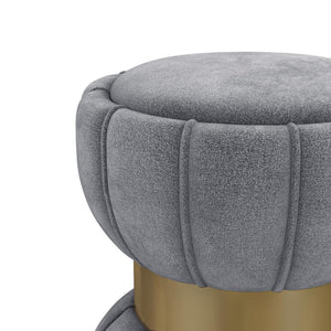 Sora - Round Upholstered Ottoman - Gray