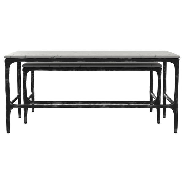 Ebby - 2 Piece Genuine Marble Top Nesting Coffee Tables - White