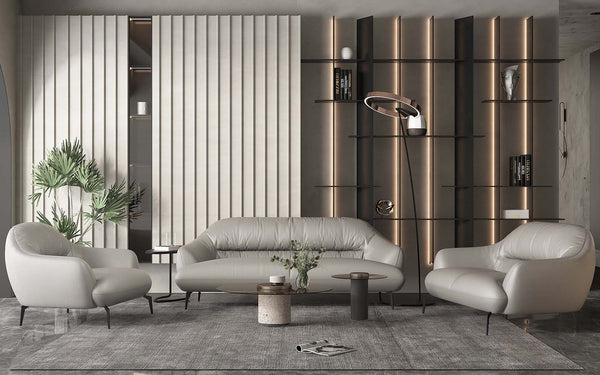 Created to be enjoyed both visually and physically, the Leonia collection is fitting for the modern home. The clean lines and slopped armrests make for a timeless collection. The plush backrest and seat cushions make lounging enjoyable for hours. The meta