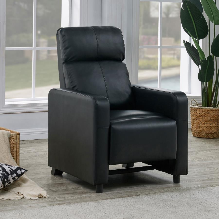 Toohey - Sillón reclinable tapizado para cine en casa con empuje hacia atrás - Negro