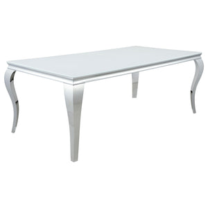 Carone 5-piece 81-inch Rectangular White Glass Dining Set Teal