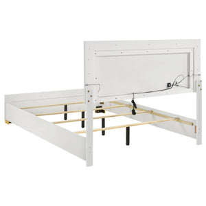 Marceline Wood Eastern King LED Panel Bed White