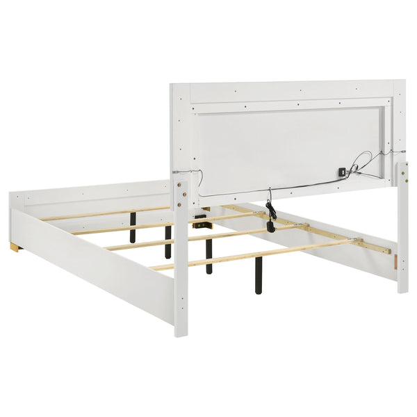 Marceline Wood Eastern King LED Panel Bed White