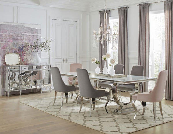 Antoine - Rectangular Glass Top Dining Table - White