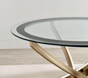 Brooke 2-piece Round Coffee and End Table Set Rose Brass
