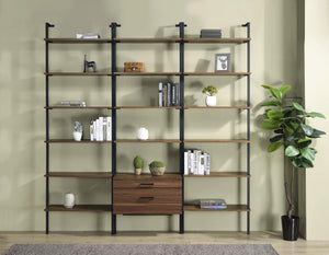 Owens 3-piece 96-inch Wall Mounted Bookshelf Set Walnut
