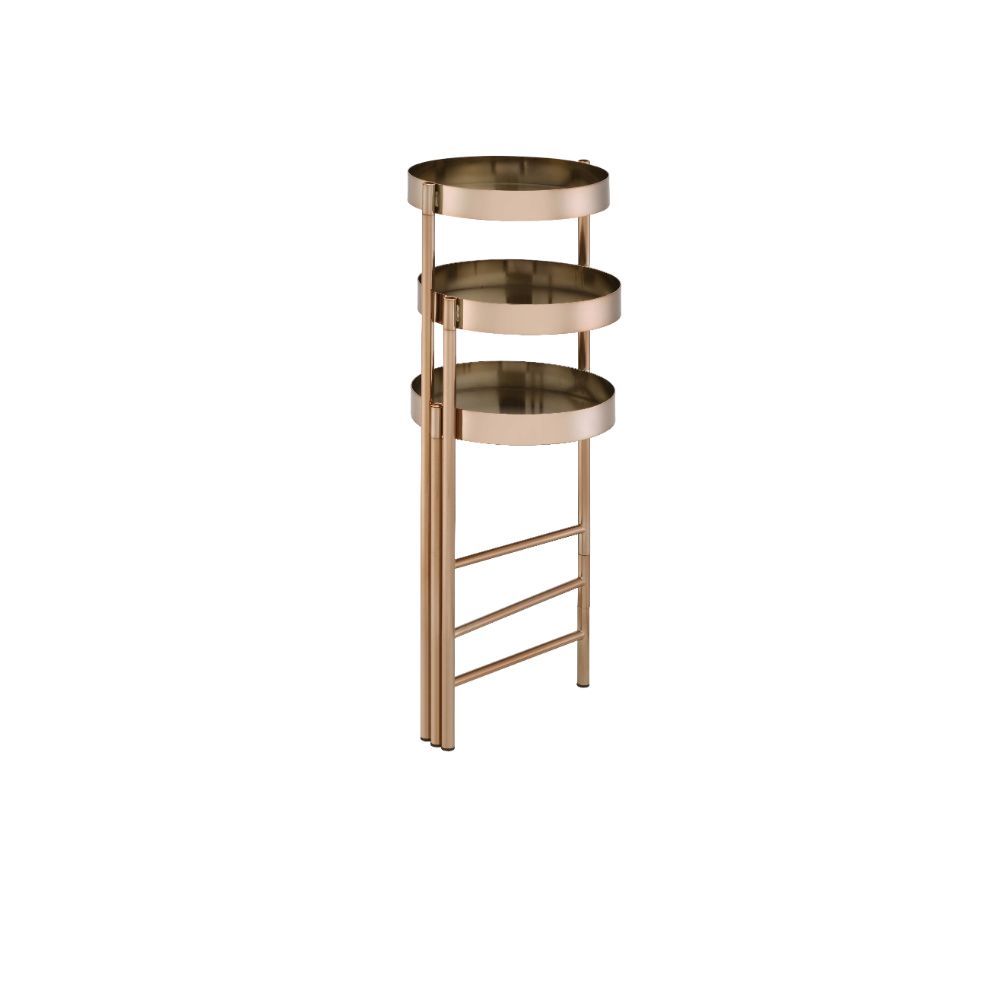 KD, Multi-Tiered Plant Stand Storage: 3 Open Compartments (Fixed Shelves, 10-"Dia) Function: Foldable Frame Metal Round Tier Metal Frame with Straight Leg (Open Frame) CONSTRUCTION] Metal Tier/Frame & Leg: Metal Tube<br/><br/><b>Product Features</b><ul><l