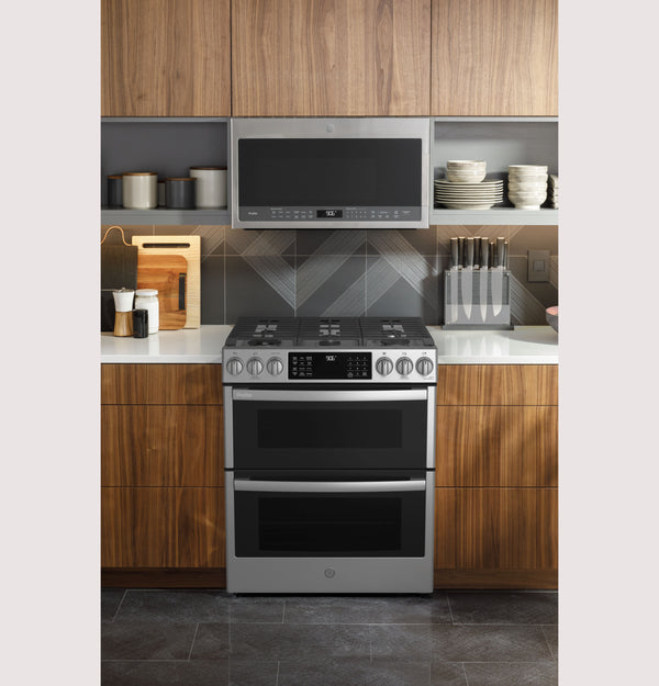 GE Profile™ 30" Smart Slide-In Front-Control Gas Double Oven Convection Fingerprint Resistant Range
