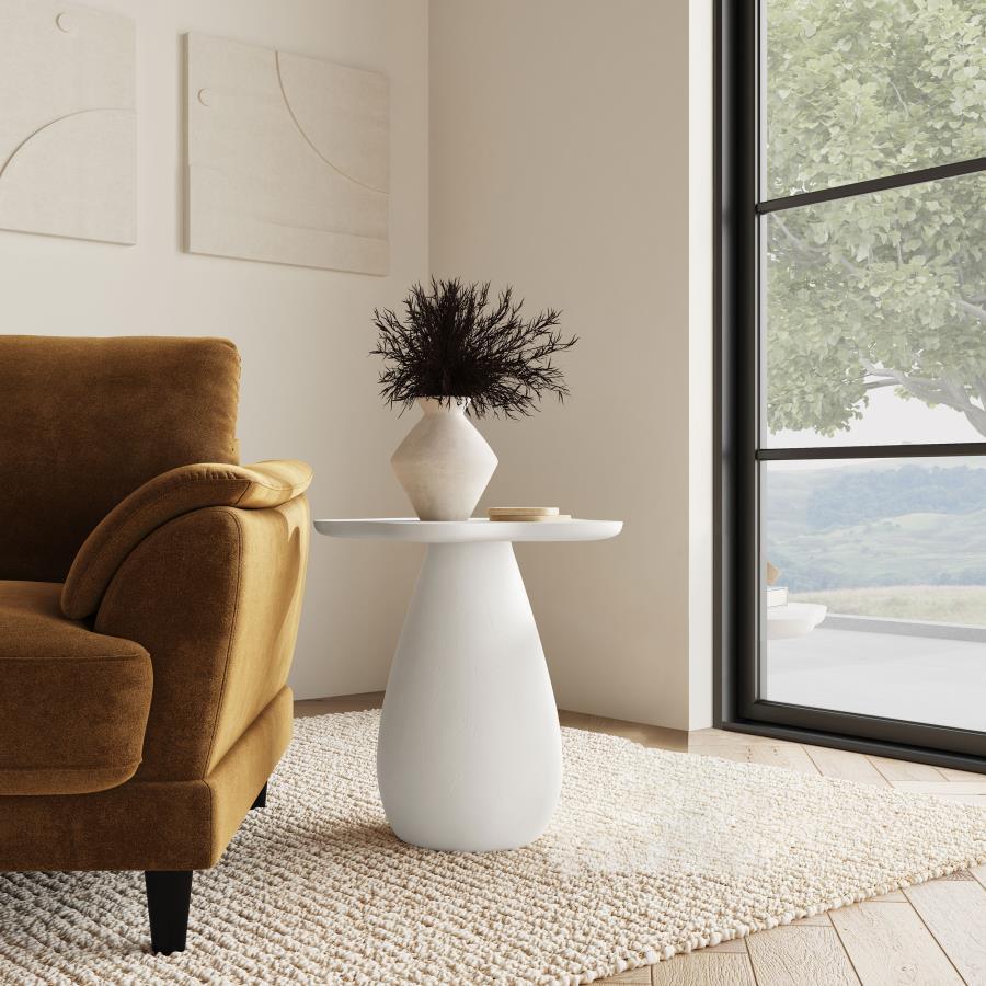 Introduce a touch of modern artistry to your living space with this unique side table, thoughtfully crafted from engineered wood. Its sculptural form and softly contoured edges create a striking silhouette thatâ€™s both playful and refined. Viewed from ab