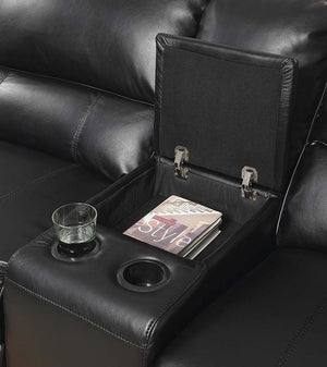 Saul - Sectional Sofa - Black Leather-Aire