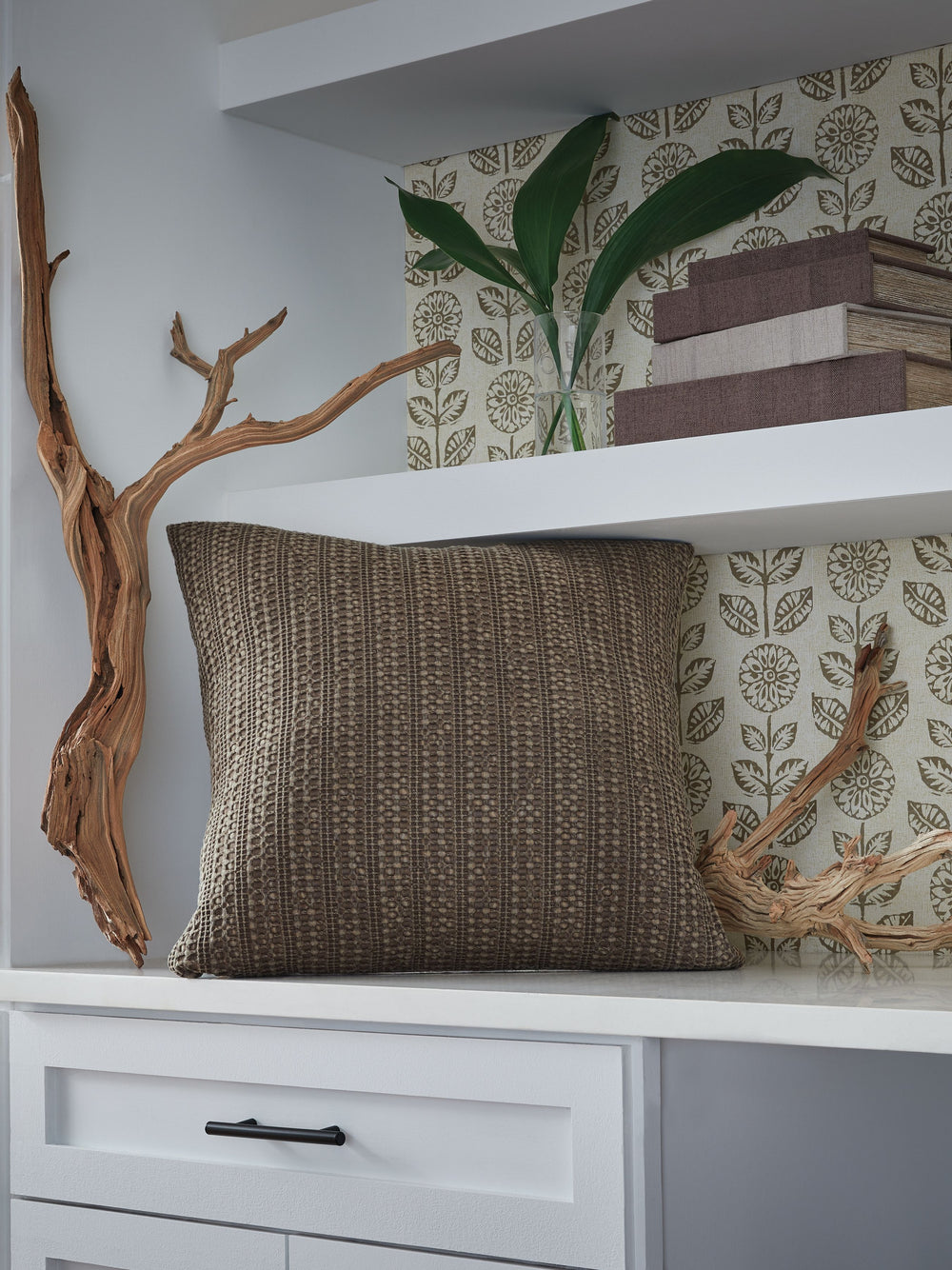 Wowing with its weavy waffle pattern, this versatile accent pillow delivers rich texture in a soothing tone. Pair it with bold hues to produce a stunning balance of color, or use it with other neutrals to create a restful retreat.<br/><br/><b>Product Feat