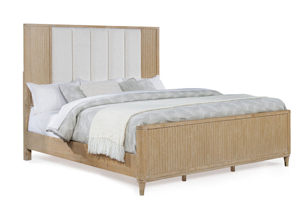 Transform your bedroom into a modern sanctuary with this sleek and sophisticated ensemble. Featuring clean lines and a natural finish, this group exudes understated elegance, seamlessly blending contemporary design with a touch of warmth. The centerpiece 