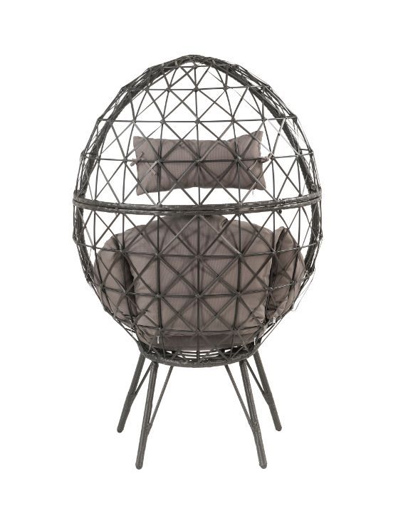 Inject a breath of fresh air into your home with this bohemian style accessory. All made of light and airy wicker, the chair features a teardrop-shaped frame with a geometric weave design for an increased sense of space. Muted grey finish perfectly comple