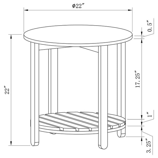 Fowler - 1-Shelf Round Engineered Wood Side End Table - Natural
