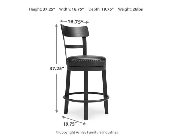 Valebeck - Black - UPH Swivel Barstool