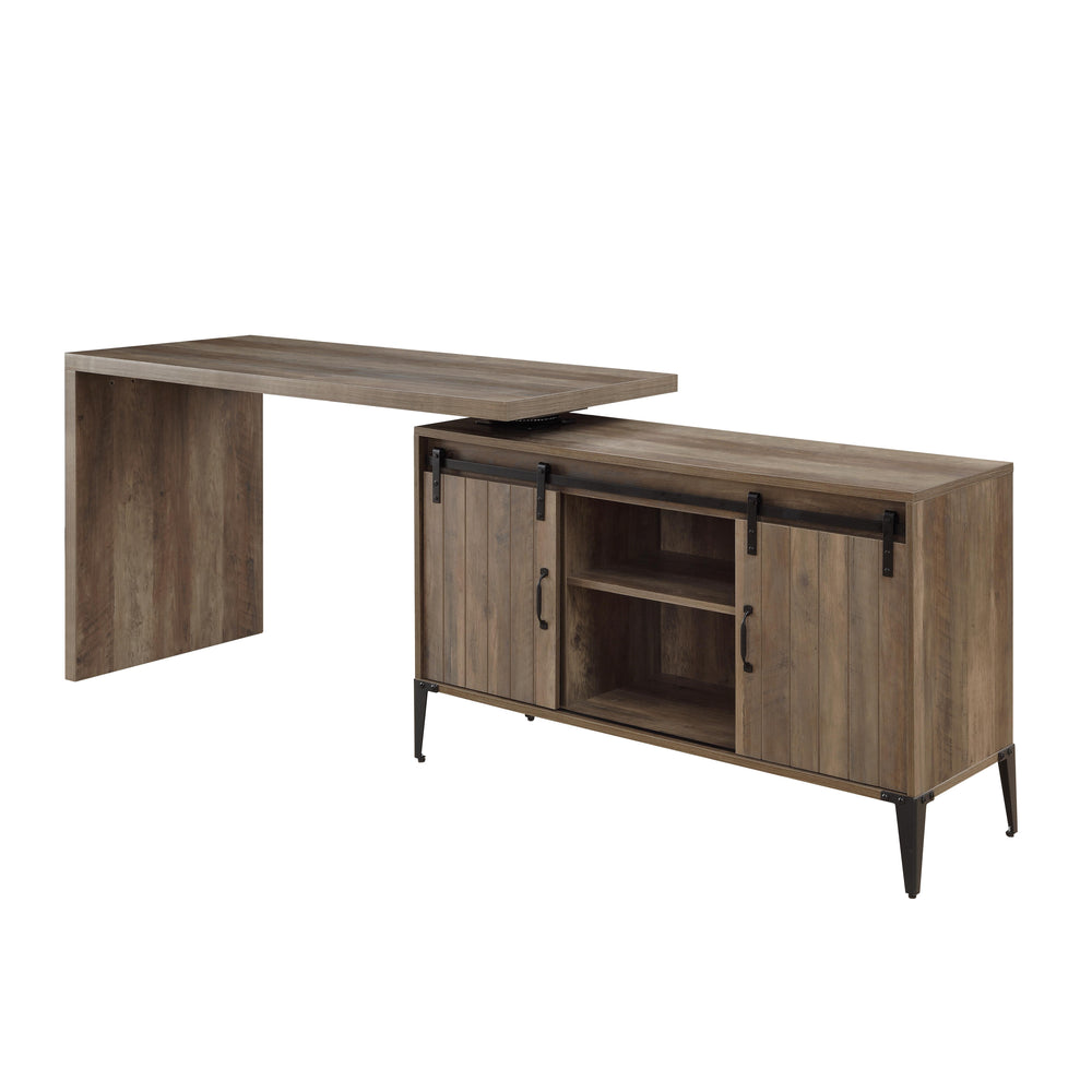 Meeting your different needs perfectly, this brilliant desk can serve as sofa table, writing table, or L-shaped workstation. 360-degree rotating design is extremely versatile and space-saving, which makes it easy to orient the desktop to extend your workp