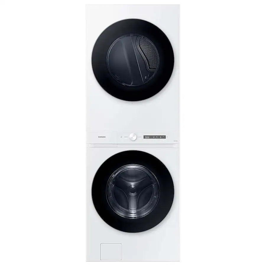 Bespoke AI Laundry Hub 4.6 cu. ft. Large Capacity Single Unit Washer with Steam Wash and 7.6 cu. ft. Electric Dryer in White