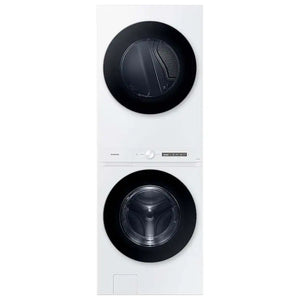 Bespoke AI Laundry Hub 4.6 cu. ft. Large Capacity Single Unit Washer with Steam Wash and 7.6 cu. ft. Electric Dryer in White
