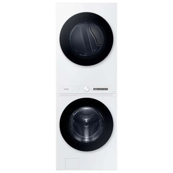 Bespoke AI Laundry Hub 4.6 cu. ft. Large Capacity Single Unit Washer with Steam Wash and 7.6 cu. ft. Electric Dryer in White