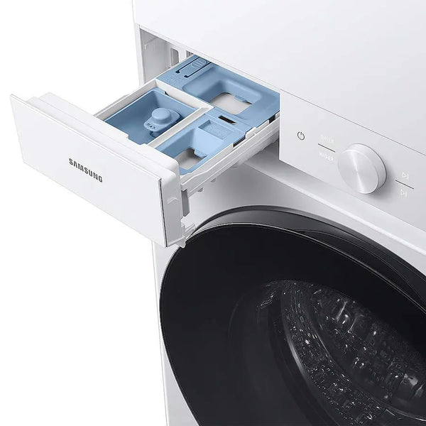 Bespoke AI Laundry Hub 4.6 cu. ft. Large Capacity Single Unit Washer with Steam Wash and 7.6 cu. ft. Electric Dryer in White
