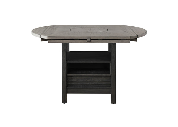  round table with a striking wood veneer top that showcases the natural grain