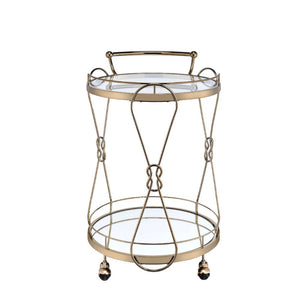  this Zekera serving cart will be a great complement to add convenience and functionality to your dining area. The mirrored trays provide the perfect place for you to stock your favorite liquors while the casters