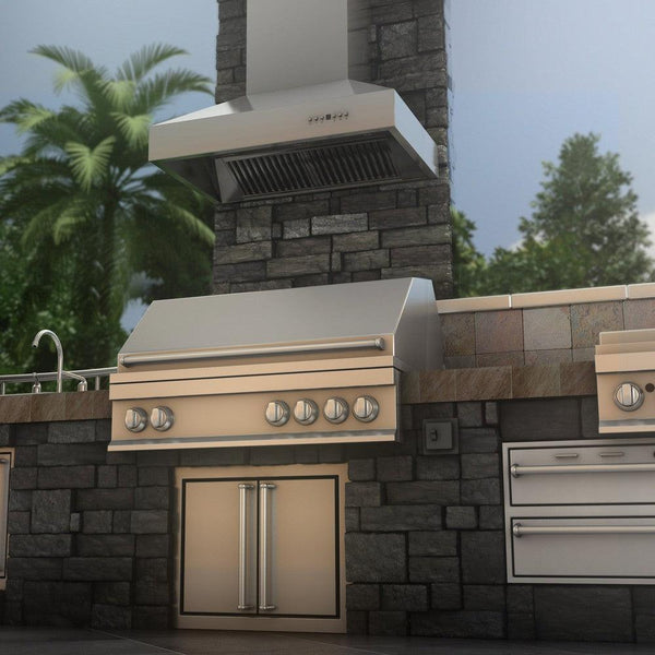 ZLINE 42" Ducted Wall Mount Range Hood in Outdoor Approved Stainless Steel (697-304-42)