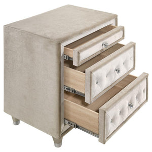 Antonella - Upholstered 3-Drawer Nightstand - Ivory And Camel