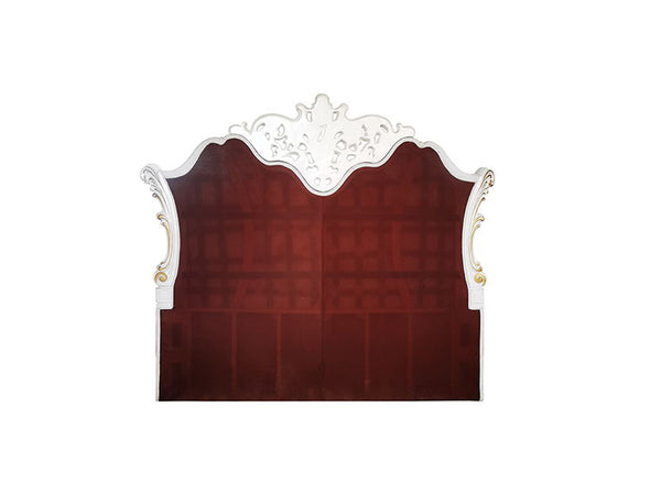 Vendom - Eastern King Bed - Two Tone Ivory Fabric & Antique Pearl Finish