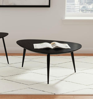  contemporary design of this triangular coffee table. Handcrafted from solid mango wood