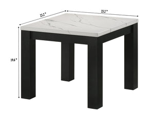 Ivy - 3 Piece Faux Marble White Cocktail Set - White / Black