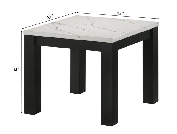 Ivy - 3 Piece Faux Marble White Cocktail Set - White / Black