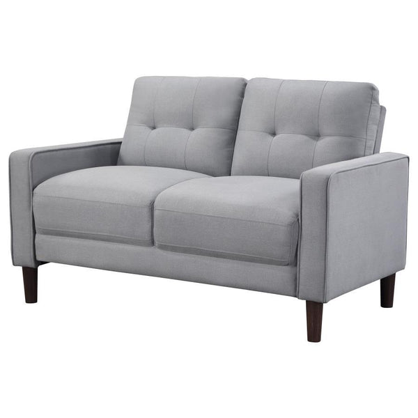 Bowen - Upholstered Track Arm Tufted Loveseat - Gray