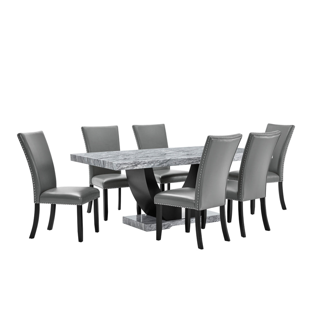 Lyra - Dining Table & 6 Chairs - Gray