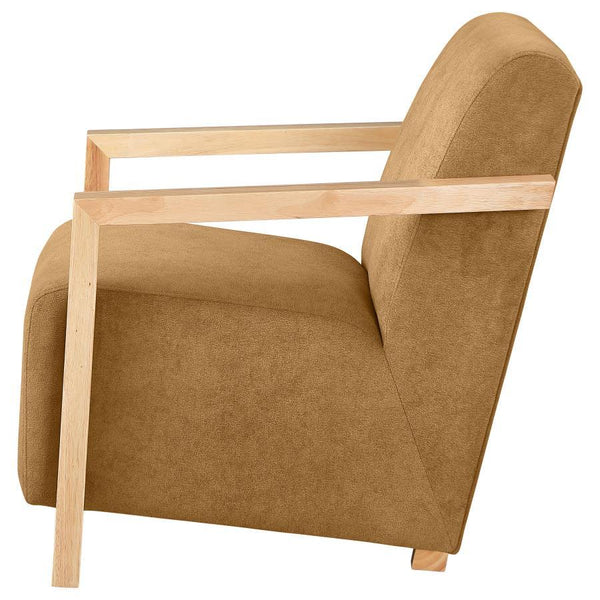 Diego - Upholstered Accent Arm Chair With Wood Arms - Honey