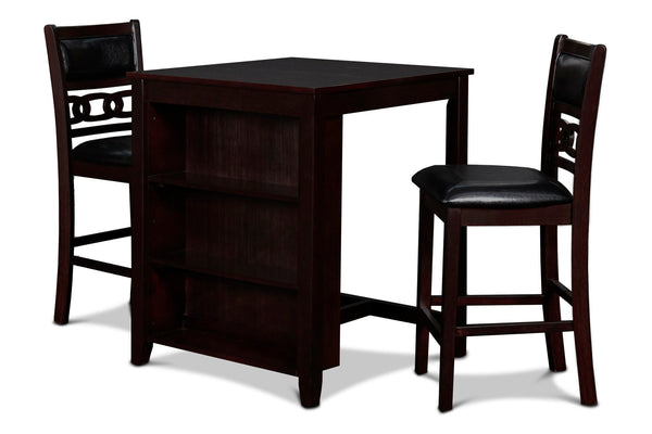 Gia - Counter Table With 2 Chairs & Storage Shelf - Ebony