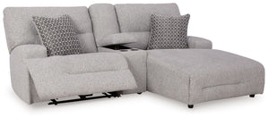 Acklen Place - Pewter - 3-Piece Power Reclining Sectional Sofa With Raf Chaise