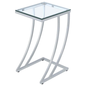 Cayden - Rectangular Glass Top Sofa Side Table - Chrome