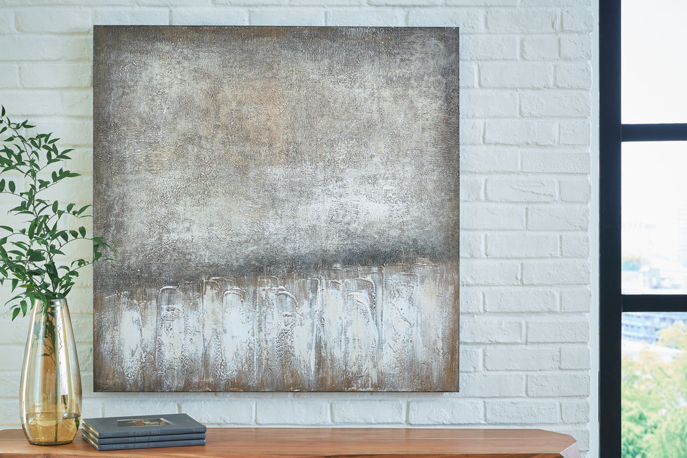 Simple in its sophistication, this wall art is a striking complement to contemporary spaces. Its richly refined neutral hues invite warmth and dimension to your wall decor. And with four ways to hang this piece, you can refresh its staging as you please.<