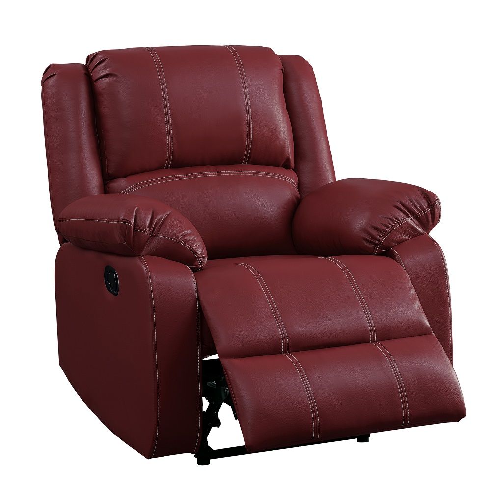 The Zuriel reclining sofa collection is a wonderful choice for any family room, combines luxurious faux leather with the comfort of padded, reclining seating. Comfortable contoured seats, soft to the touch while the reclining footrests offer full leg supp