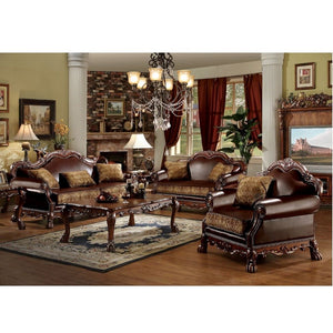 Dresden - Loveseat - Brown PU & Chenille