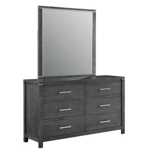 The Odessa Bedroom Collection embodies modern sophistication and luxurious comfort. Crafted with high-quality pine solids and Mindy Veneers, this collection showcases the perfect blend of durability and beauty. The charcoal gray finish with white hangup a