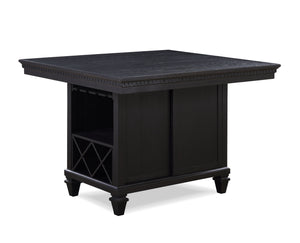 Elevate your dining experience with this elegant counter-height dining group, designed for both style and functionality. The sophisticated table features a rich, dark finish with intricate detailing along the edges, creating a refined and timeless appeal.