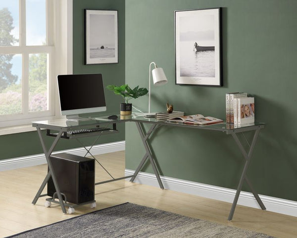 Dazenus - Desk - Clear Glass & Silver Finish - 28"