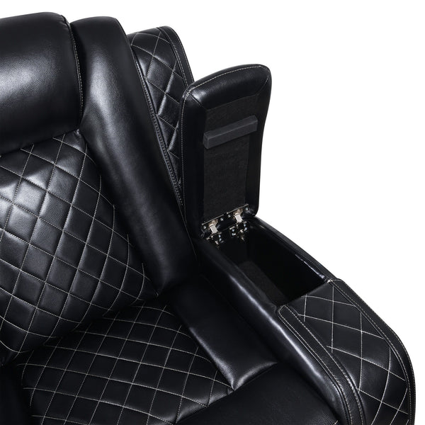 Orion II - Sofa With Dual Recliner - Black