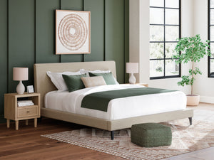 Cielden - Soft Gray - King Upholstered Bed with Roll Slats