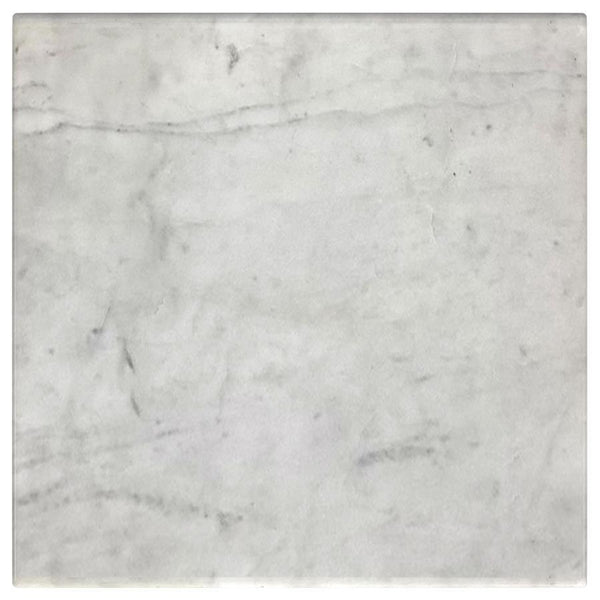 Ebby - Square Genuine Marble Top Metal End Table - White
