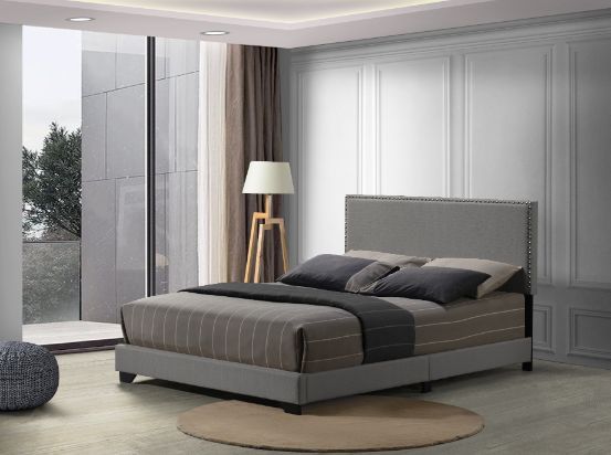 Leandros - Cama Queen - Tela Gris Claro