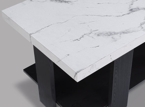 Boris - 3 Piece Faux Marble Cocktail Set - Black / White